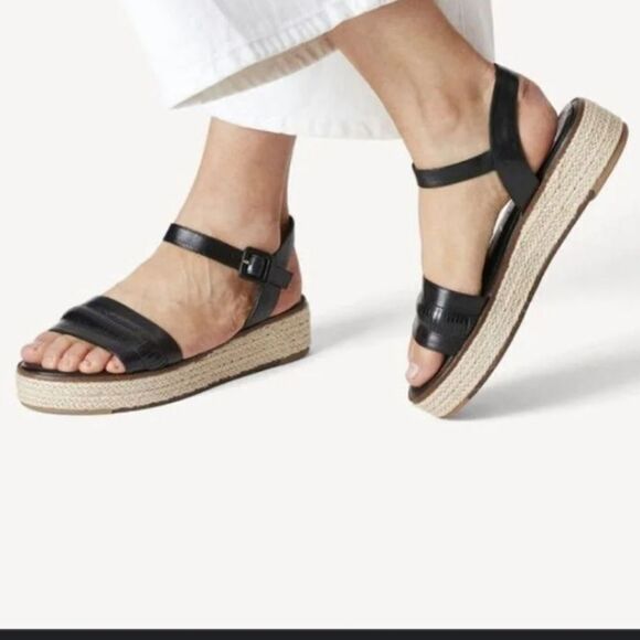 BRAND NEW A.N.A NEW APPROACH ADJUSTABLE BUCKLE ANKLE ONE BAND WEDGE SAND… - Picture 1 of 15